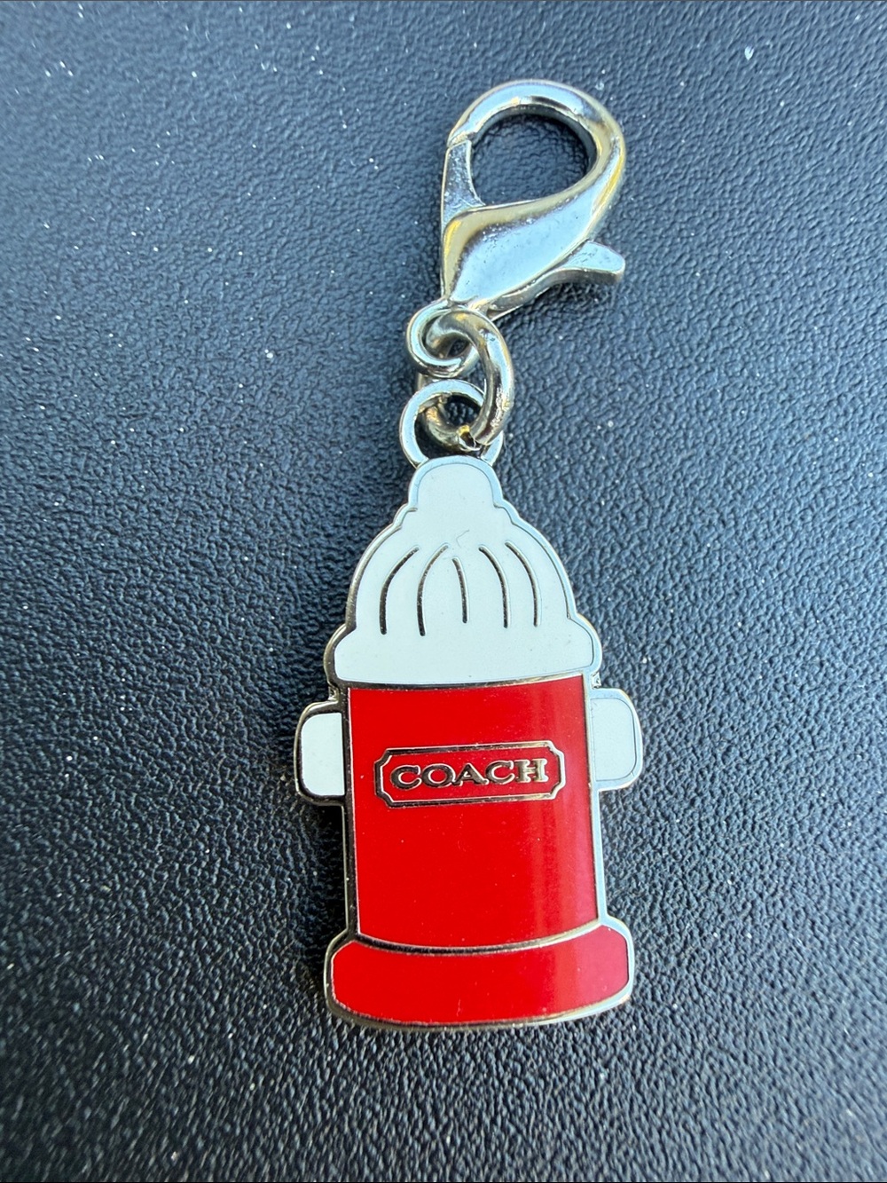 Coach Red and White Fire Hydrant Charm with Lobster Clasp